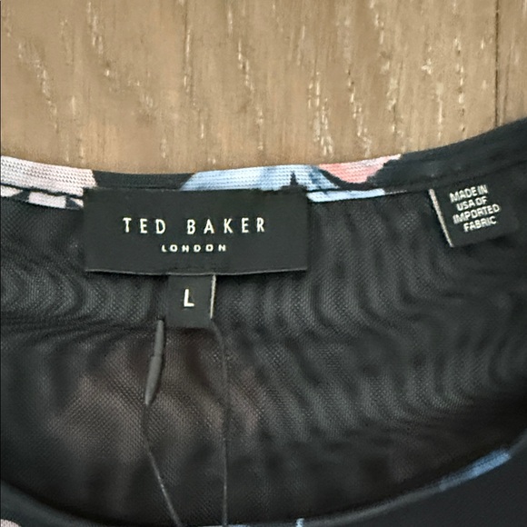 Ted Baker Black Top with Pink and Blue Floral Design - Picture 2 of 8